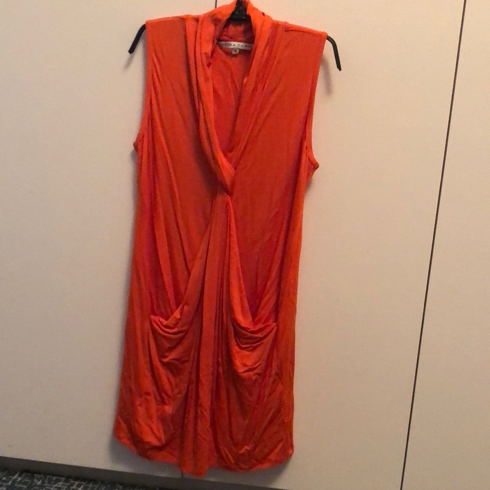 TRINA TURK Red Jersey Dress Drape Detail